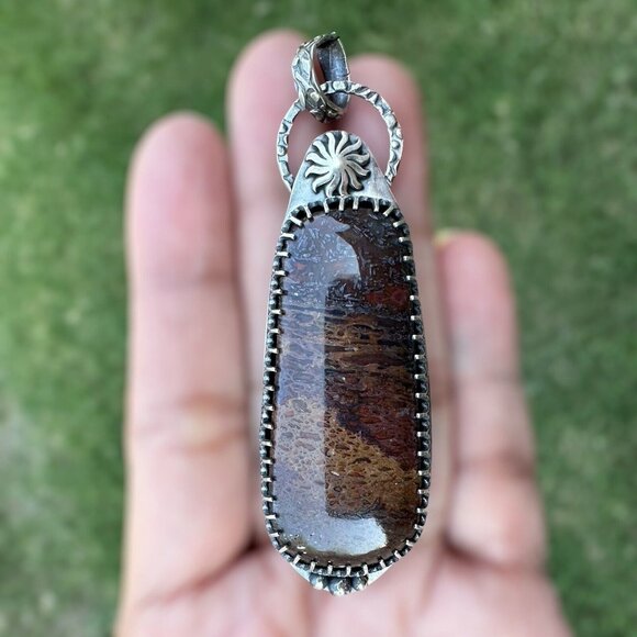 Pendant Fossil Dinosaur Gembone Paul Rossman 925 Sterling 3" w Bail 25.1g - Picture 9 of 14